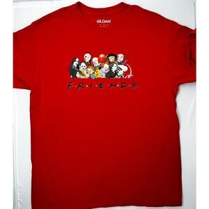 Horror Friends Red Gildan Men's Tshirt size M Pre-Owned in fair condition